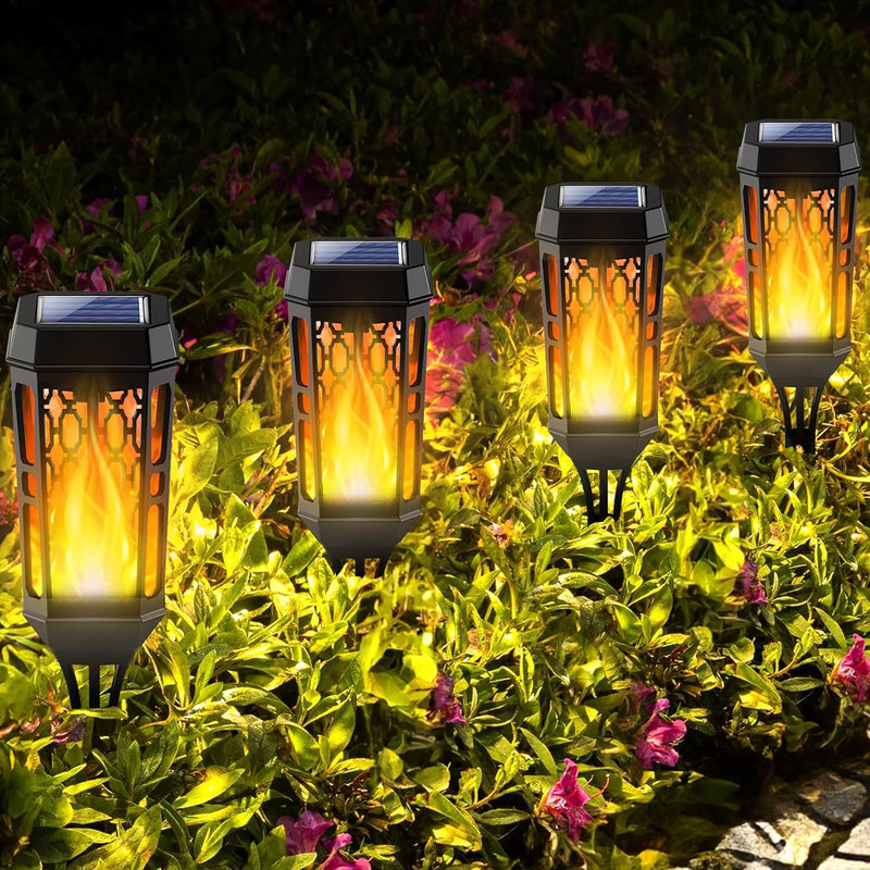 PACHET PROMOTIONAL !!! SET 6  Lampi Solare de Gradina cu Model , Tip Torta, 12 LED-uri, Efect Flacara, IP65 +  Sistem de racire terasa cu vapori de apa 15 m - CADOU !!!