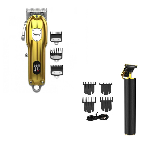 PACHET PROMOTIONAL !!! Masina de tuns cu acumulator, Geemy GM-6716, Accesorii incluse, Lame din titan + Aparat de tuns, pentru contur, profesional Coba T01, accesorii incluse, 3W - CADOU !!!