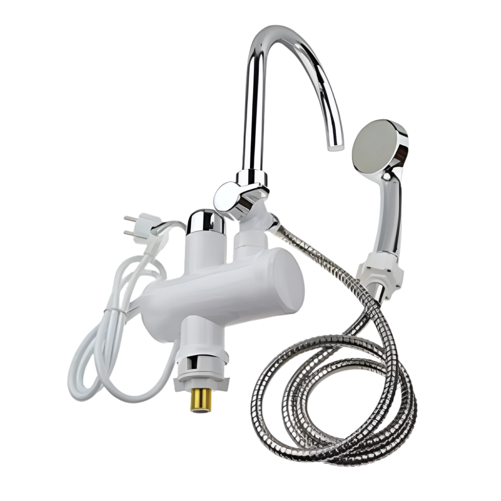 Robinet Electric Cu Incalzire Instanta Si Prindere Pe Chiuveta + Dus + 1 Prosop Din Bumbac De Corp  - Cadou