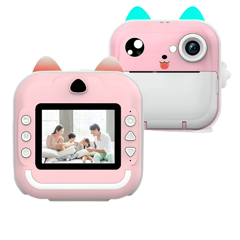 Aparat foto digital pentru copii cu imprimare instantanee CUTEPRINT, cu display de 2,4 inch 1080P Full HD  + 1 x rola de hârtie  CADOU