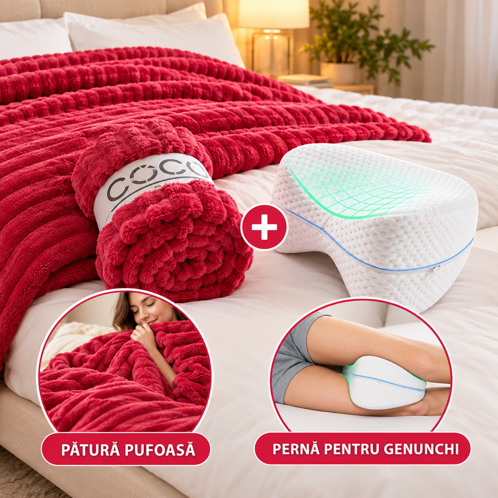 PACHET PROMOTIONAL !!! Patura groasa Cocolino + Perna ideala pentru genunchi - CADOU !!!