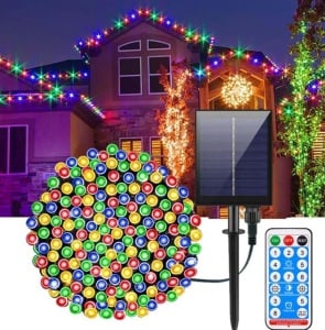Instalatie solara 500 LED cu panou solar si controler , lungime 50 metri - multicolor