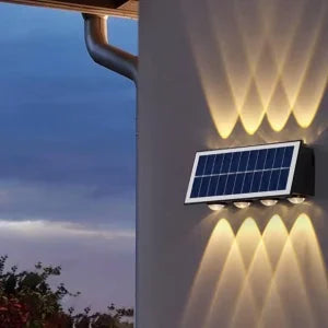PACHET PROMOTIONAL !!! 2+1 GRATIS LAMPI SOLARE BIDIRECTIONALE CU LUMINA SUS - JOS , 8 LED LUMINA ALB CALD SI RECE