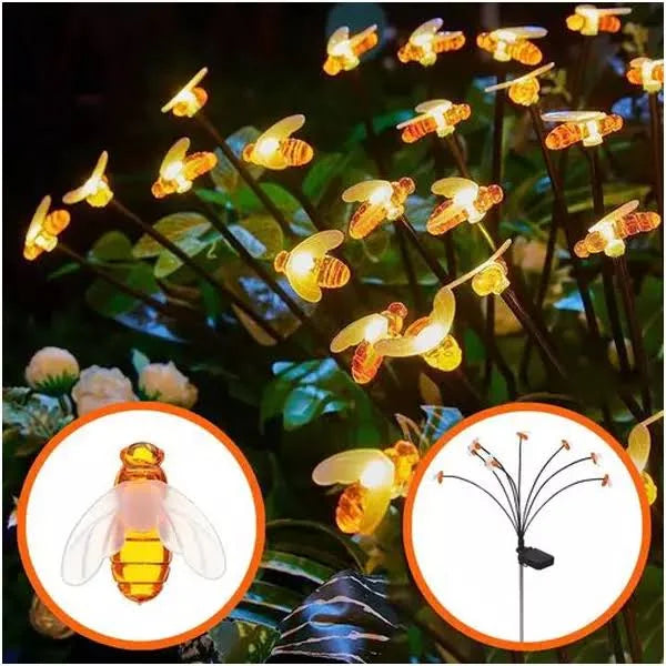 PACHET PROMOTIONAL !!! 3+1 GRATIS - Lampa Solară Decorativă cu 6 Albinuțe LED, Lumină Caldă, IP65, Senzor de Lumină, FLASH