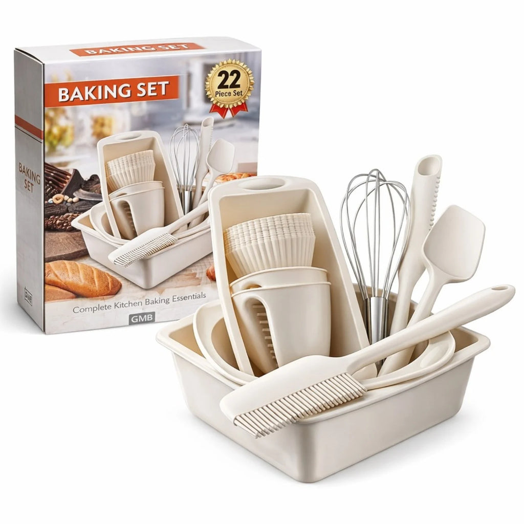 PACHET PROMOTIONAL !!! Set 22 piese, Ustensile pentru Copt din Silicon, Tavi si Ustensile + Set Doua Prosoape de Bucatarie, din Bumbac - CADOU !!!
