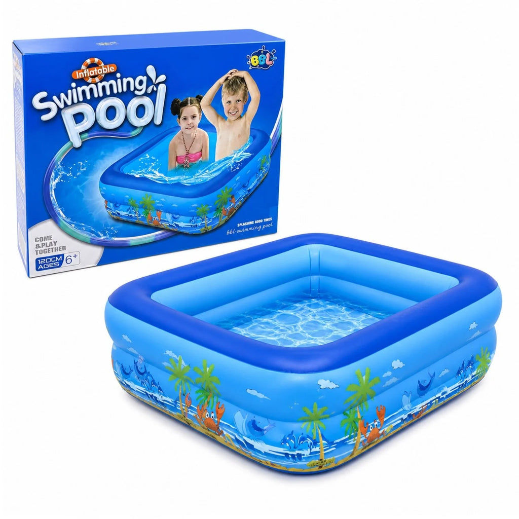 PACHET PROMO !!! Piscina Gonflabila pentru Copii, Model Dreptunghiular, Podea moale gonflabila, 3 Inele, Multicolora + Doua Pistoale cu apa de jucarie, rezervor 200 ml - CADOU !!!